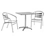 Flash Furniture Lila 27.5" Square Metal  Table Set with 2 Slat Back Chairs, Aluminum (TLH28SQ017BCHR2)~#|#~F42BA21E-2D61-4E6F-AA1D30EC8A058A77_sc7