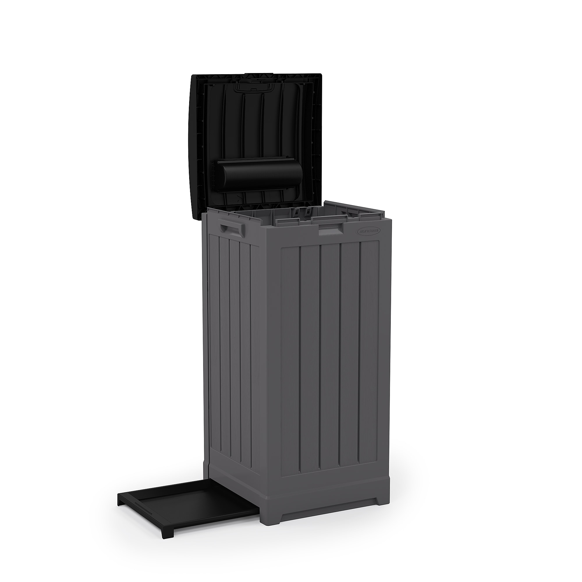 Suncast Resin Trash Can with Lid, 39 Gallon, Peppercorn and Black (GH3900) Sansujyuku sansujyuku.com