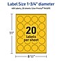 Avery Laser/Inkjet Round Multipurpose Labels, 1.75" Dia., Bright Yellow, 400/Pack (94509)~#|#~F439DF4B-15DB-42C6-92AEC45AFC82B956_sc7