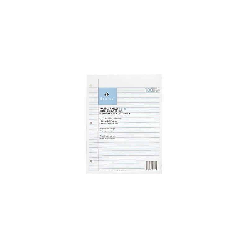 American Paper College Ruled Filler Paper, 8.5" x 11", 3-Hole Punched, 100 Sheets/Pack (140P100) image 1