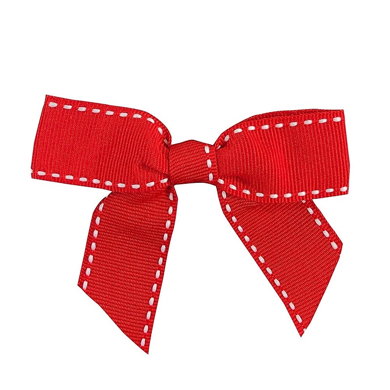 JAM Paper Grosgrain Bows, Red/White, 100/Pack (52640349318) image 1