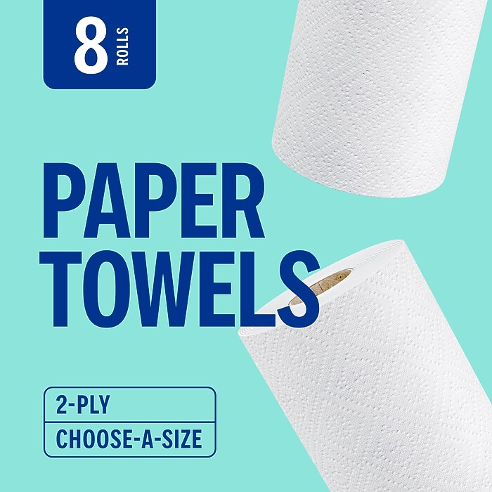 Perk Choose-A-Size Paper Towels, 2-Ply, 116 Sheets/Roll, 8 Rolls