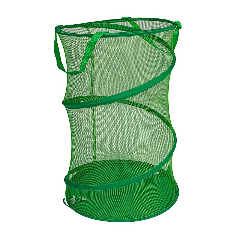 Household Essentials Collapsible Hamper, Mesh, Green (HE1157) image 1