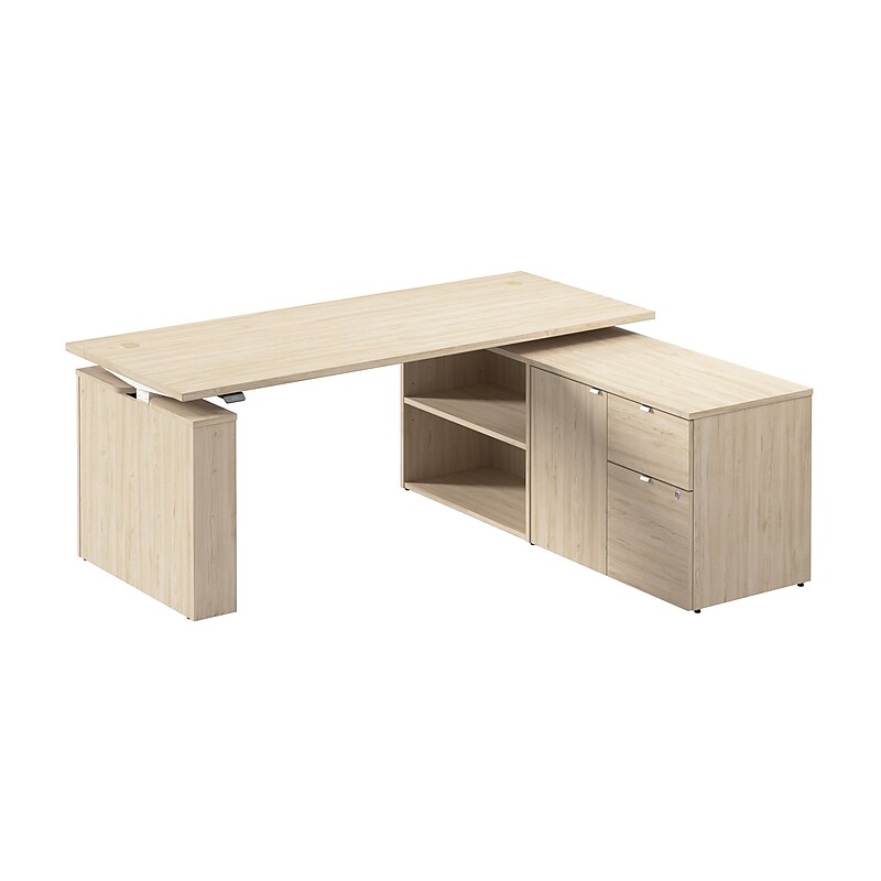 Bush Business Furniture Stratus 72"W Electric Adjustable Standing Desk with Storage, Natural Elm (SUT020NE) image 1