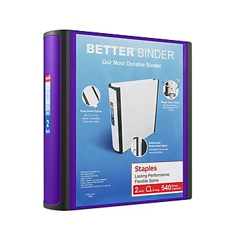 Staples 2" 3-Ring Better Binder, Purple (20247)