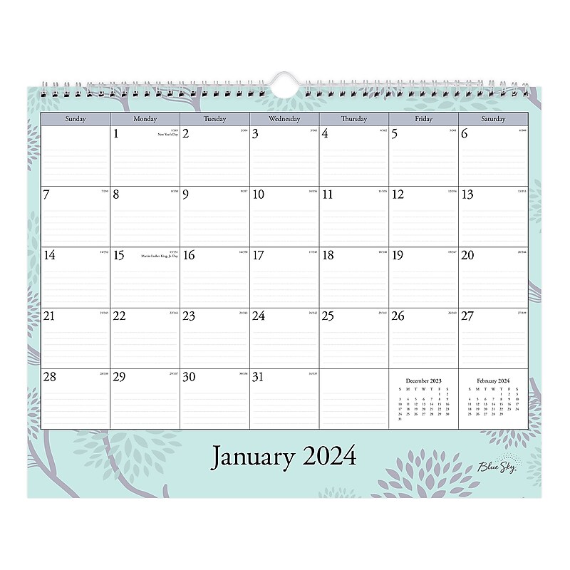 2024 Blue Sky Rue Du Flore 15" x 12" Monthly Wall Calendar, Blue/Purple (101611-24) image 1