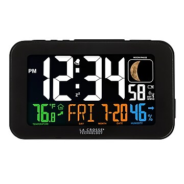 La Crosse Technology Curved Blue LED Atomic Dual Alarm Clock, 1.8