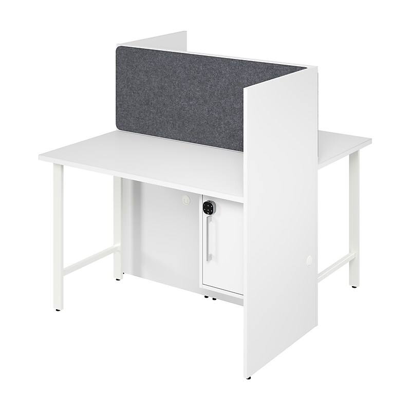 Bush Business Furniture Hustle 48"W 2 Person Back to Back Cubicle Panel Workstation, White (HUS020WH) image 1