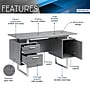 Techni Mobili 51.25"W Modern Office Desk with Storage, Gray (RTA-7002-GRY)~#|#~F45CB995-725F-44E5-82B69E3C440204D6_sc7
