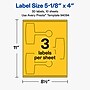 Avery Laser/Inkjet Sealing Labels, 5-1/8" x 4", Bright Yellow, 30 Labels/Pack (19479370716)~#|#~F461174B-12F8-455B-BCF4B4855E567F08_sc7