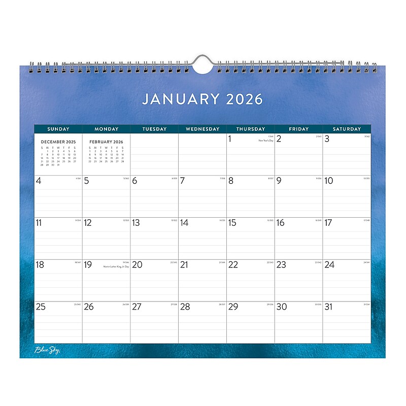 2026 Blue Sky Savory Cool 15" x 12" Monthly Wall Calendar, Assorted Colors (148770-26) image 1