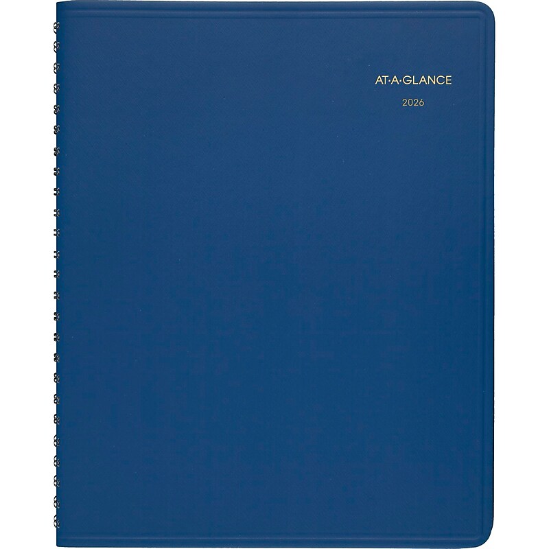2026 AT-A-GLANCE 7" x 8.75" Monthly Planner, Faux Leather Cover, Blue (70-124-20-26) image 1