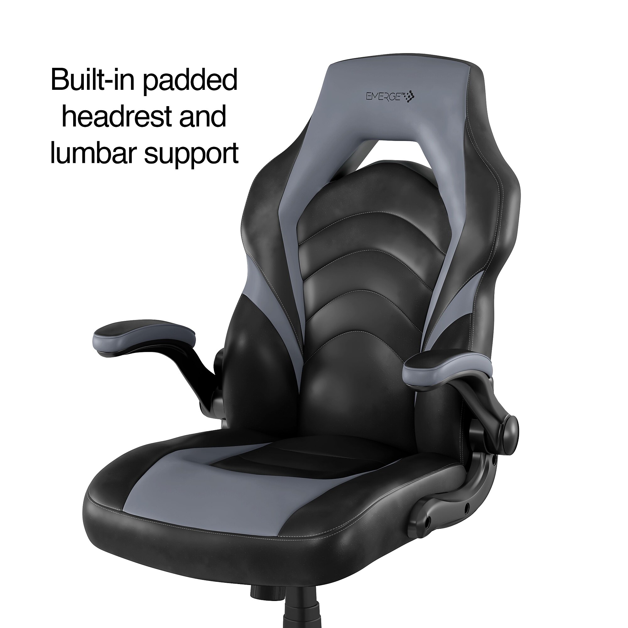 Staples Emerge Vortex Bonded Leather Ergonomic Gaming Chair, Black and Gray (52503) Sansujyuku sansujyuku.com