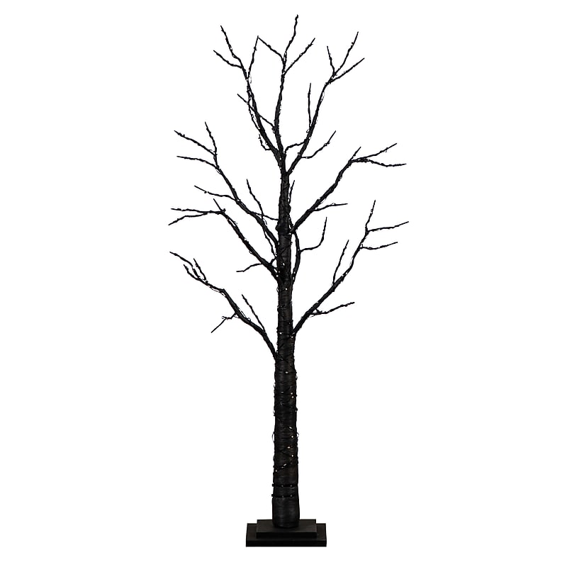 Nearly Natural 4' Pre-Lit Halloween Black Twig Artificial Fall Tree with 240 Orange and Purple LED Lights (T4760) image 1