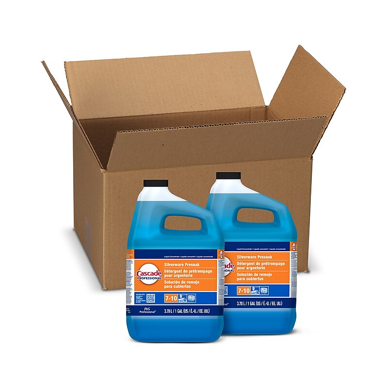 Cascade Professional Silverware Presoak Dishwasher Detergent Liquid, Unscented, 128 oz., 2/Carton (71188CT) image 1