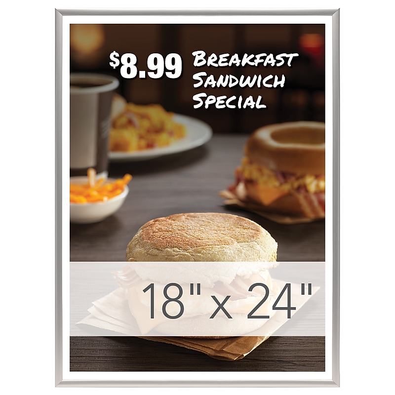 Excello Global Products 18" x 24" Plastic Poster Frames (PPFRM-1824-SLV) image 1