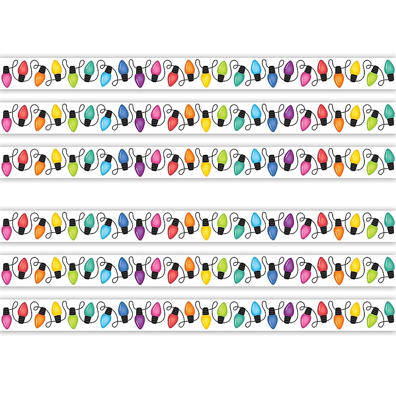 Teacher Created Resources Die-Cut Border Trim, 2.75" x 2.92', Colorful Holiday Lights, 12/Pack, 6 Packs/Bundle (TCR6952-6) image 1
