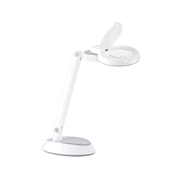 OttLite Space-Saving LED Magnifier Desk Lamp, 14.75", White (G97WGC)