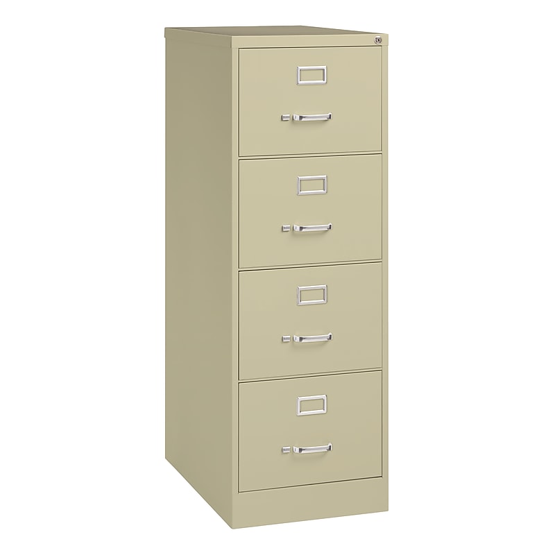Hirsh Commercial 4-Drawer Vertical File Cabinet, Legal Size, Lockable, 52"H x 18"W x 26.5"D, Putty (14106) image 1