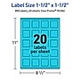 Avery Laser/Inkjet Multipurpose Square Labels, 1.5" x 1.5", Bright Blue, 800/Pack (94106)~#|#~F49ACD4A-844D-4B8C-A2F028539AB97031_sc7