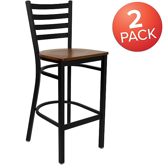 Flash Furniture HERCULES Series Traditional Metal Ladder Back Restaurant Barstool, Black/Cherry, 2-Pieces/Pack (2XUDG697BCHW)~#|#~F49FA91D-C343-4AAD-890F9143E30177F9_sc7