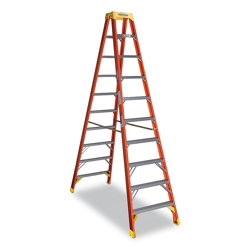 Werner 10' Fiberglass Twin Step Ladder, 300 lbs. Capacity (T6210) image 1