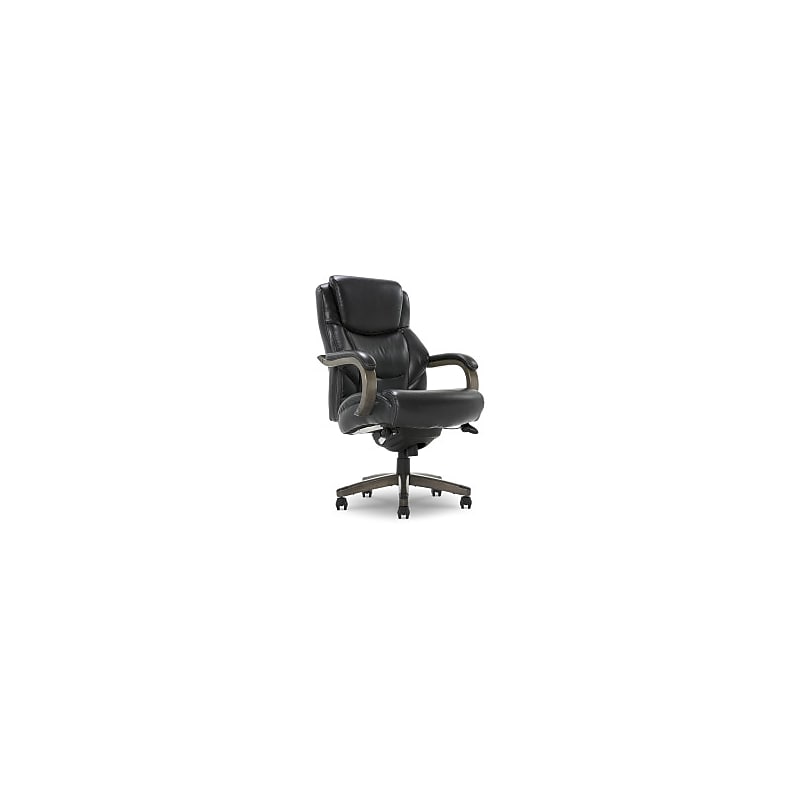 La-Z-Boy Delano Ergonomic Leather Executive Big & Tall Chair, 400 lb. Capacity, Jet Black/Gray (CHR10045B) image 1