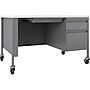 Hirsh Teacher's 48"W Mobile Single-Pedestal Teacher's Desk, Platinum/White (22647)~#|#~F4B258F1-4127-4EA0-ACAA13EEB37575EE_sc7
