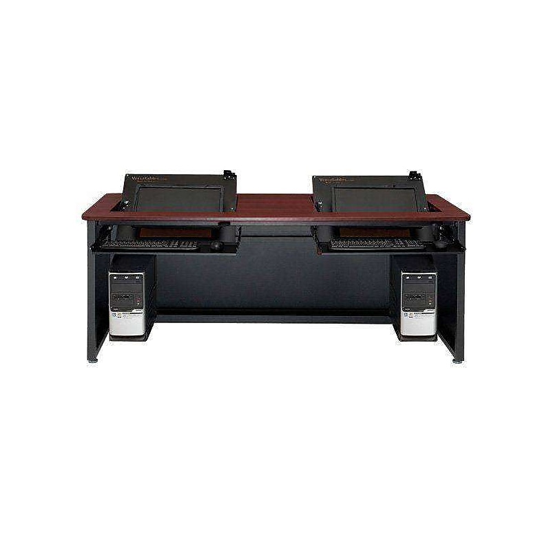 VersaDesk Enclosed Revolution 72"W Computer Desk, Cherry/Black (RSD7230-BC) image 1