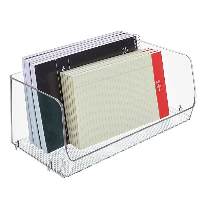 iDESIGN Medium Stackable Plastic Storage Bin, Clear (70055) | Staples
