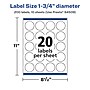 Avery Laser/Inkjet Round Multipurpose Labels, 1.75" Dia., White, 200 Labels/Pack (94509)~#|#~F4CB43BD-3A2A-4578-B841A9F519EA1B83_sc7