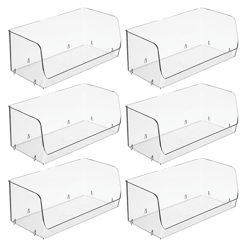iDESIGN Medium Stackable Plastic Storage Bin, Clear, 6/Pack (29278M6) image 1