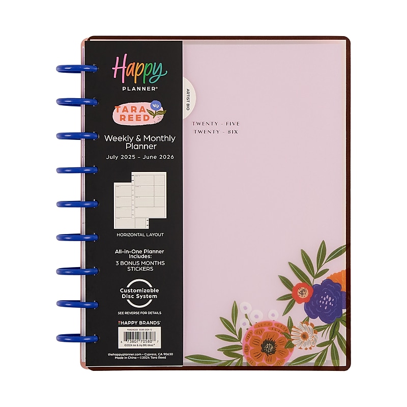 2025-2026 Me & My Big Ideas Feathered Flora 8.75" x 9.75" Academic Year Weekly & Monthly Planner, Plastic Cover (PD0024C035) image 1