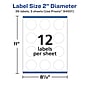 Avery Laser/Inkjet Round Multipurpose Labels, 2" Dia, 36 Labels/Pack (94501)~#|#~F4DFCB94-7B5B-4223-8A70FD360C1A013F_sc7