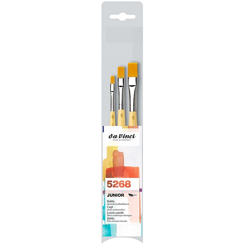da Vinci JUNIOR Synthetics Acrylic & Tempera Synthetic Bristle Hobby Brushes, 3/Pack (DVXVA52680) image 1