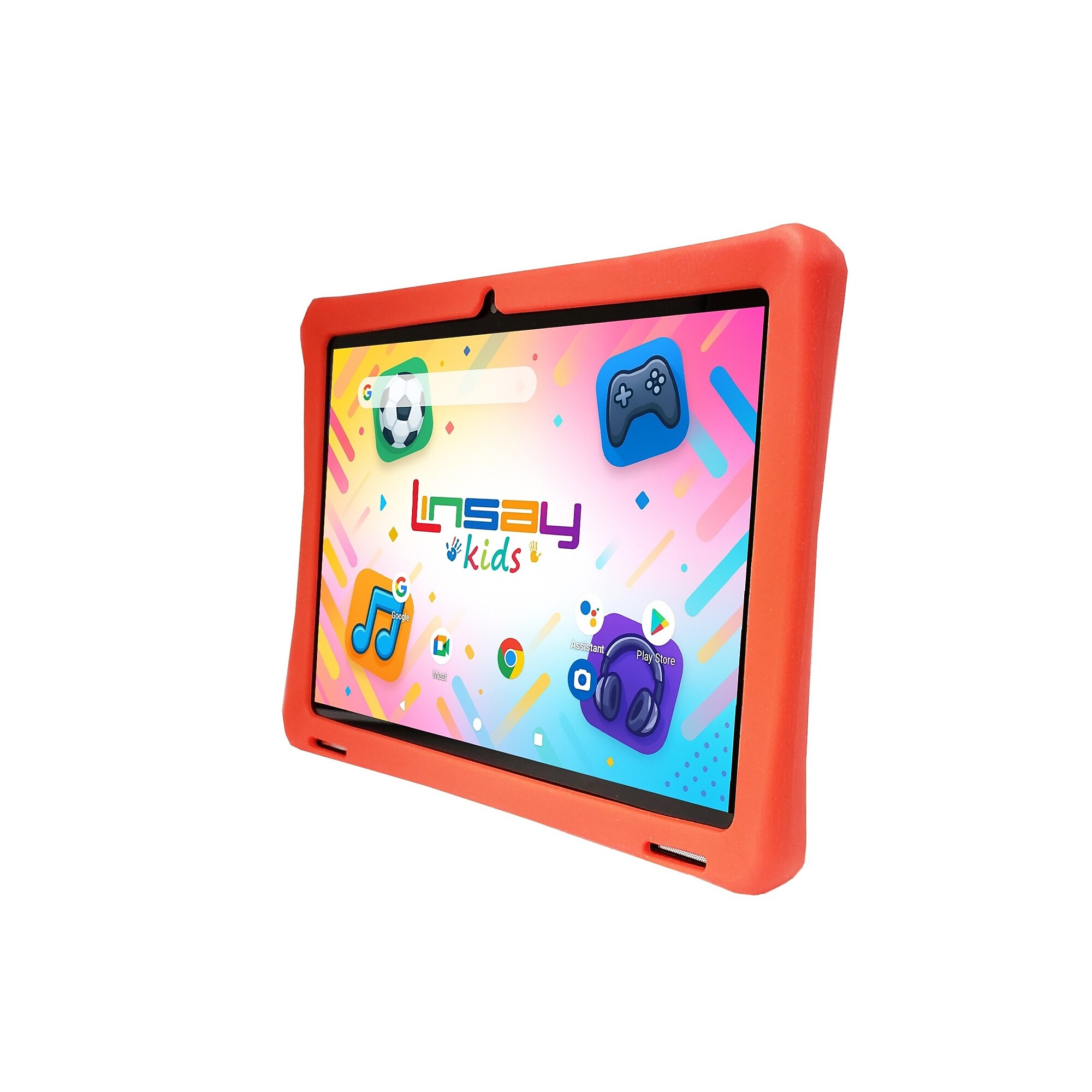 Linsay 10.1″ Tablet, Wi-Fi, Octa Core, 256GB eMMC, Android 15, with Red Kids Defender Case and LED Backpack Orange Sansujyuku sansujyuku.com
