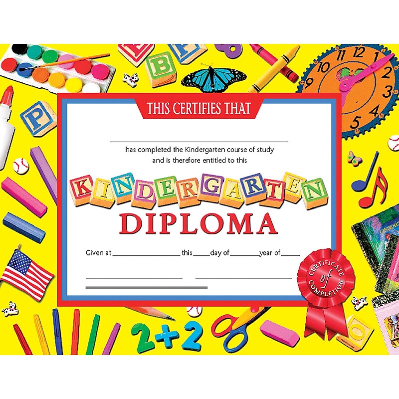 Hayes Certificates Kindergarten Diploma, 8.5" x 11", Multicolor, 30/Pack, 3 Packs/Bundle (H-VA703-3) image 1