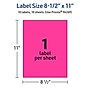 Avery Laser/Inkjet Rectangle Multipurpose Labels, 8.5" x 11", Neon Magenta, 10/Pack (94269)~#|#~F4ED7DA1-6E7E-4FF3-B94BBC480DEB55B1_sc7
