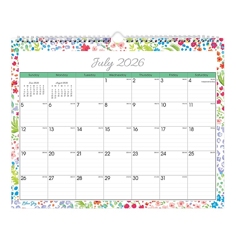 2026-2027 Blue Sky Ditsy Dapple Light 12" x 15" Academic Monthly Wall Calendar (148669-A27) image 1