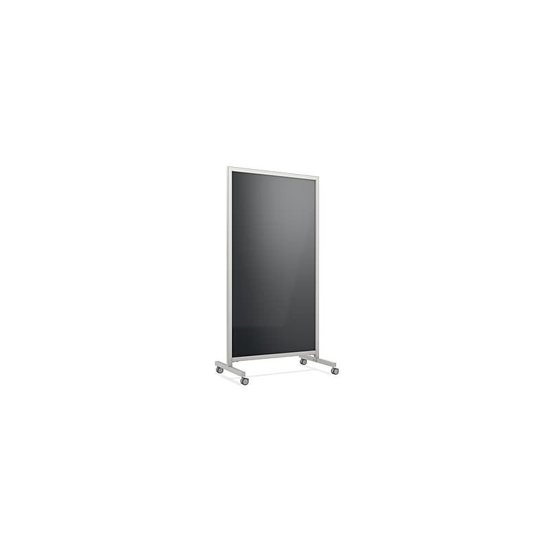 Ghent EZ Glass Mobile Dry-Erase Whiteboard, Aluminum Frame, 75"H x 38"W (EZ1NA7538BK) image 1
