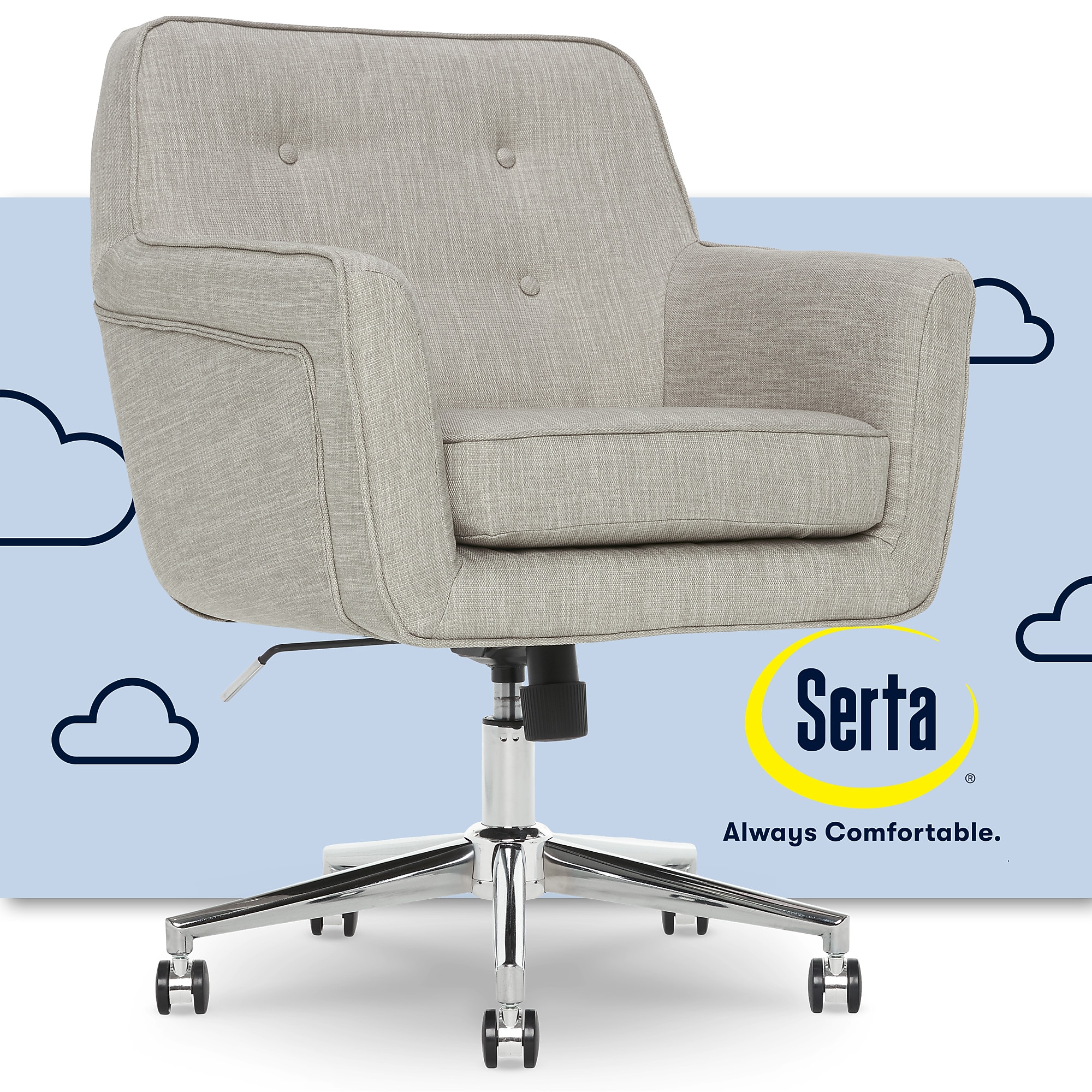 Serta Style Ashland Fabric Swivel Computer and Desk Chair, Light Gray (CHR100004) Sansujyuku sansujyuku.com