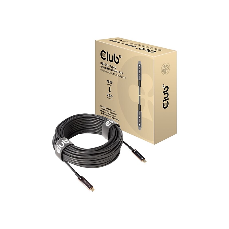 Club 3D 65.6' USB C Cable, Black (CAC-1589) image 1