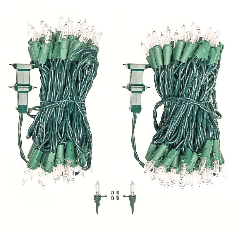 Excello Global Products Indoor/Outdoor LED Holiday String Lights, White Bulb/Green Wire, 2 Strands of 25' (EGP-HL-GW-WL) image 1