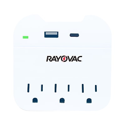 RAYOVAC 3-Outlet 2-USB Surge Protector Wall Tap, 300-Joules, White (SS-Q302C) Sansujyuku sansujyuku.com