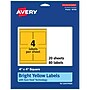 Avery Laser/Inkjet Square Multipurpose Labels, 4" x 4", Bright Yellow, 80/Pack (94100)~#|#~F5365678-D842-4A44-AF582D7FC00925A5_sc7