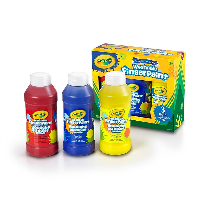 Crayola Washable Bright Finger-paints, Assorted Colors, 8 oz., 3/Pack (55-1310) image 1