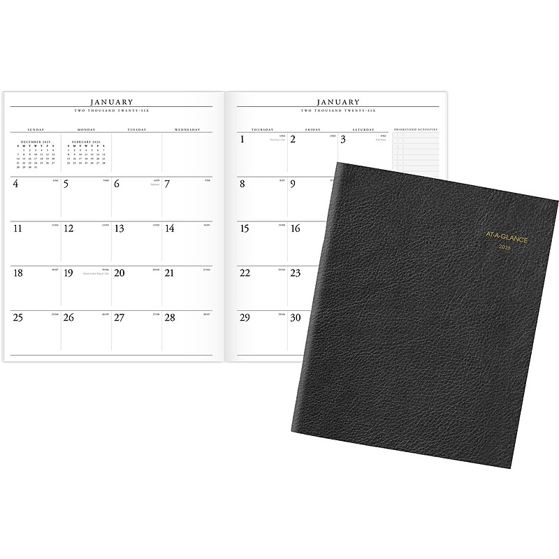 2026 AT-A-GLANCE Executive 11" x 9" Monthly Padfolio Refill, White/Black (70-909-10-26) image 1