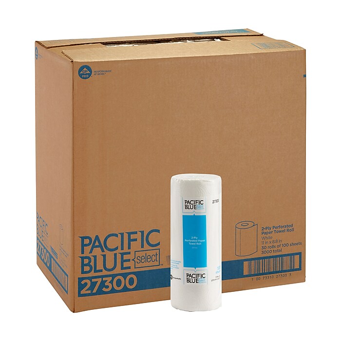 Pacific Blue Select Paper Towels, 2-ply, 100 Sheets/Roll, 30 Rolls