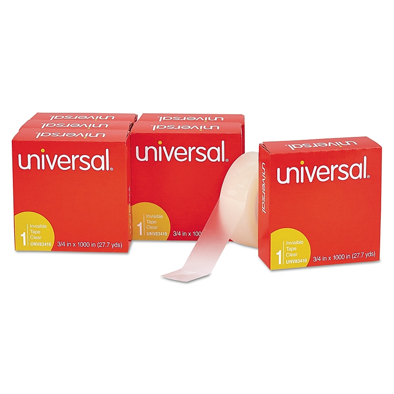 Universal Invisible Clear Tape, 0.75" x 27.78 yds., 1" Core, 6 Rolls/Pack (UNV83410) image 1