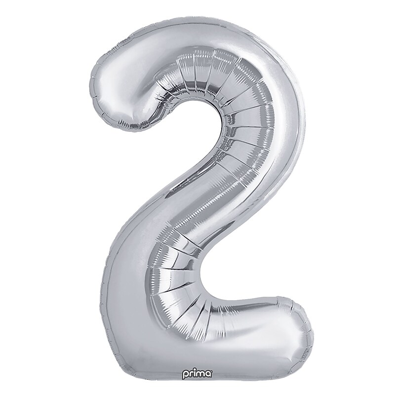 Party City (Air-Filled) 16" "#2" Foil Balloon, Silver, 2/Pack (AM60050249-18) image 1